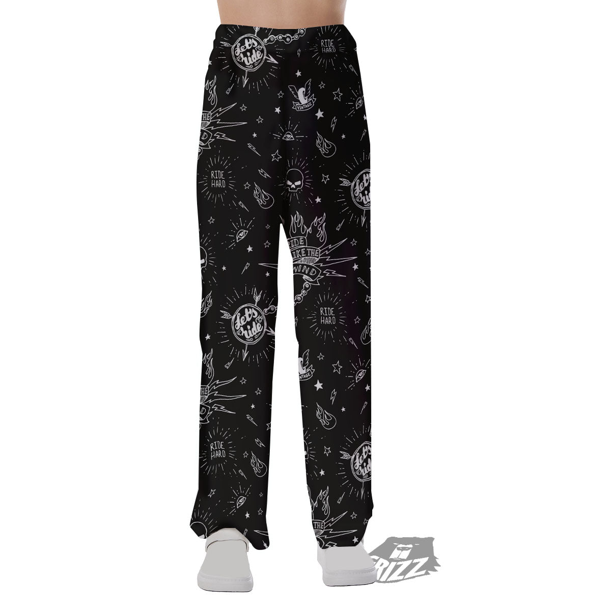 Quote Motorcycle Print Pattern Pajama Pants-grizzshop