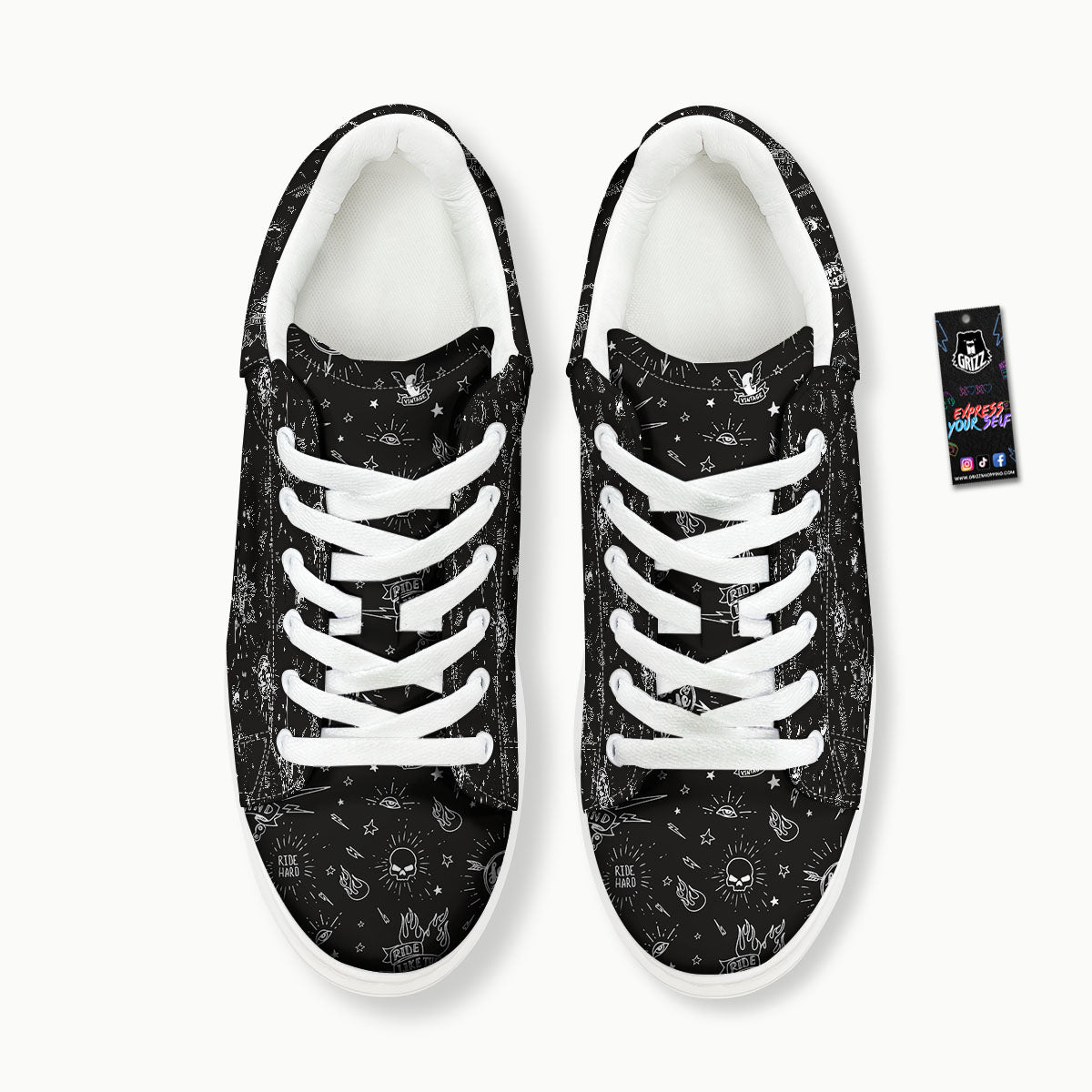 Quote Motorcycle Print Pattern Platform Shoes-grizzshop