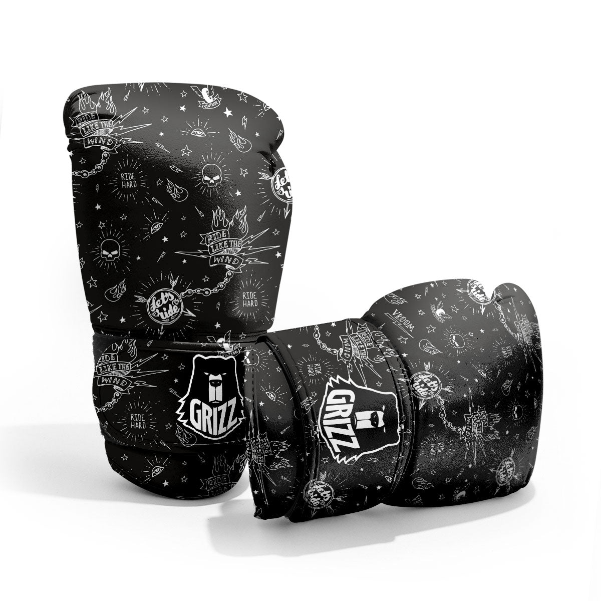 Quote Motorcycle Print Pattern Sparring Gloves-grizzshop