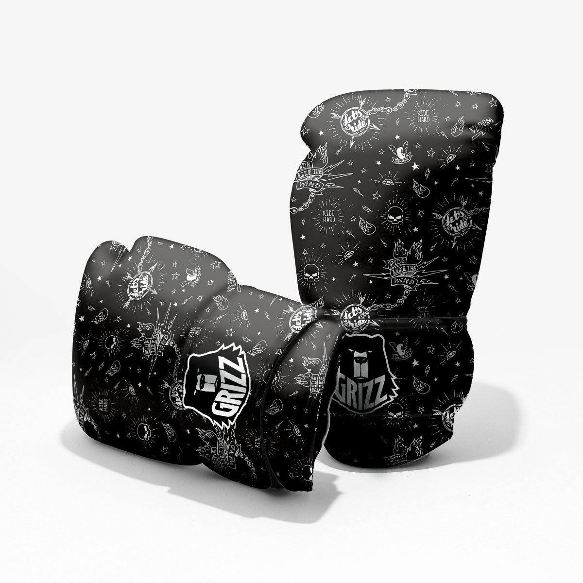Quote Motorcycle Print Pattern Sparring Gloves-grizzshop