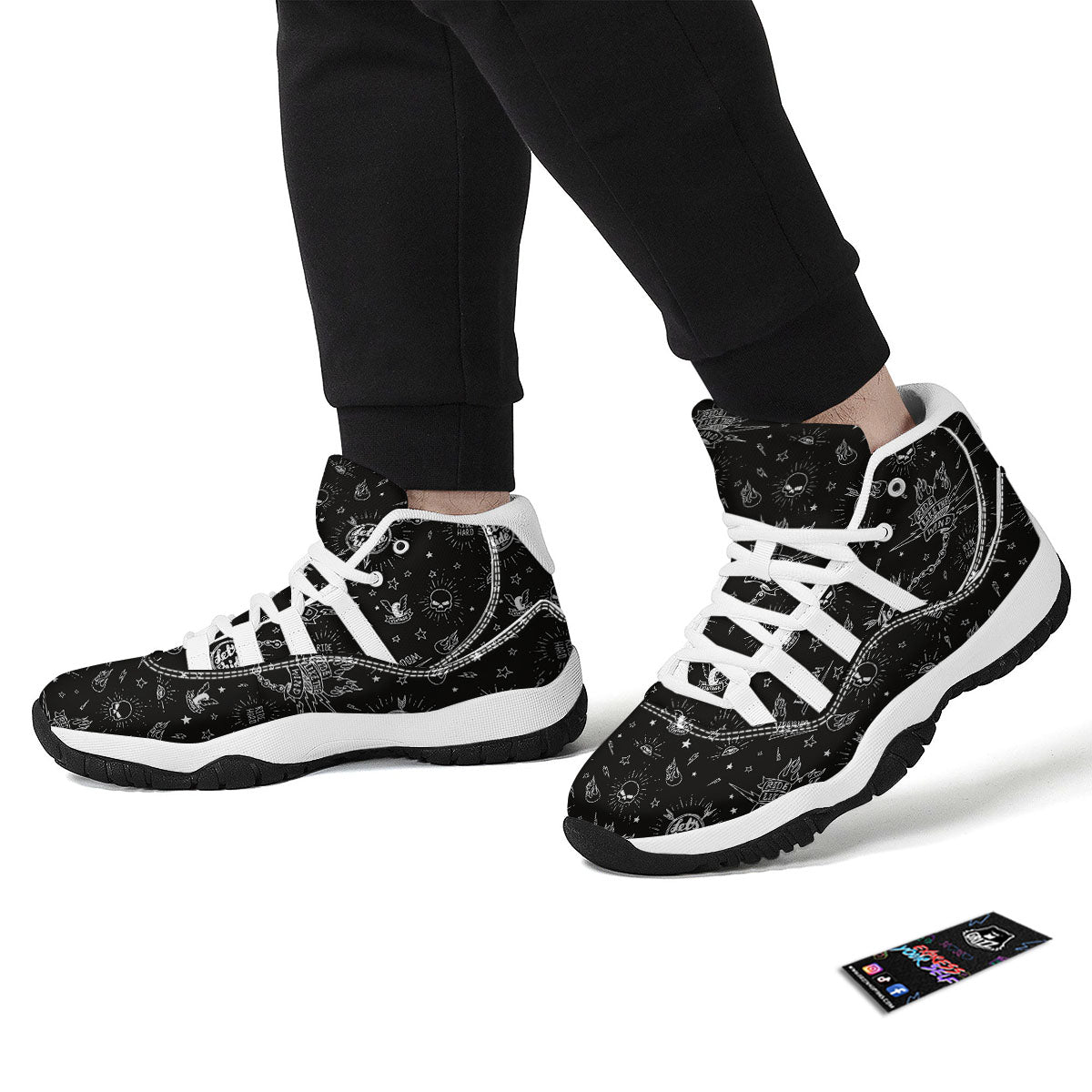 Quote Motorcycle Print Pattern White Bball Shoes-grizzshop