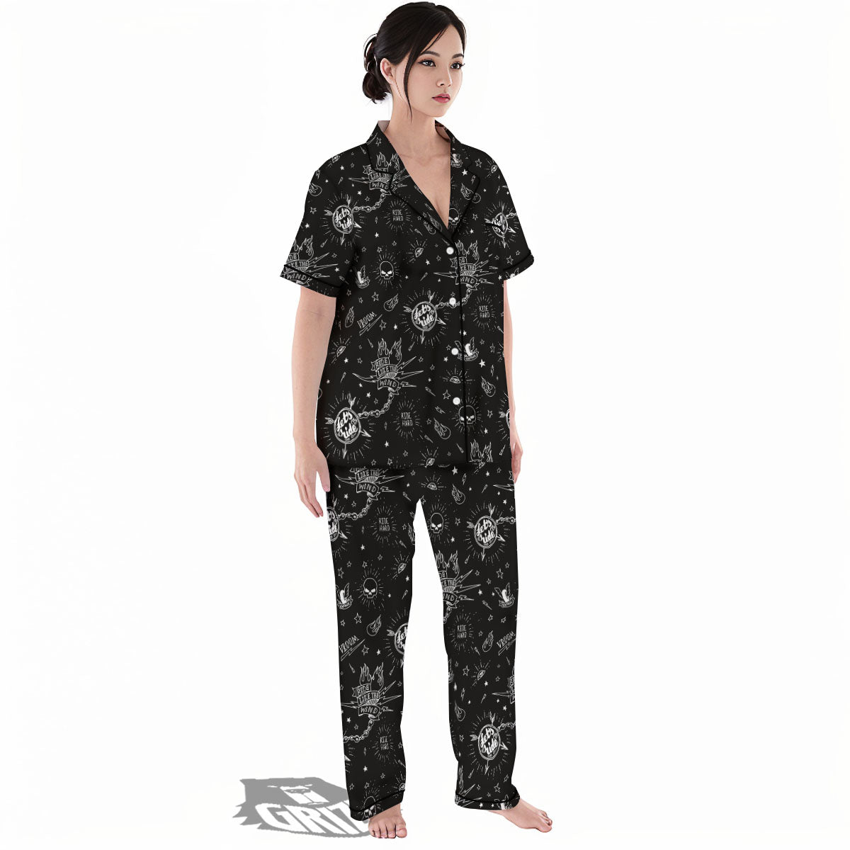Quote Motorcycle Print Pattern Women's Pajamas Set-grizzshop