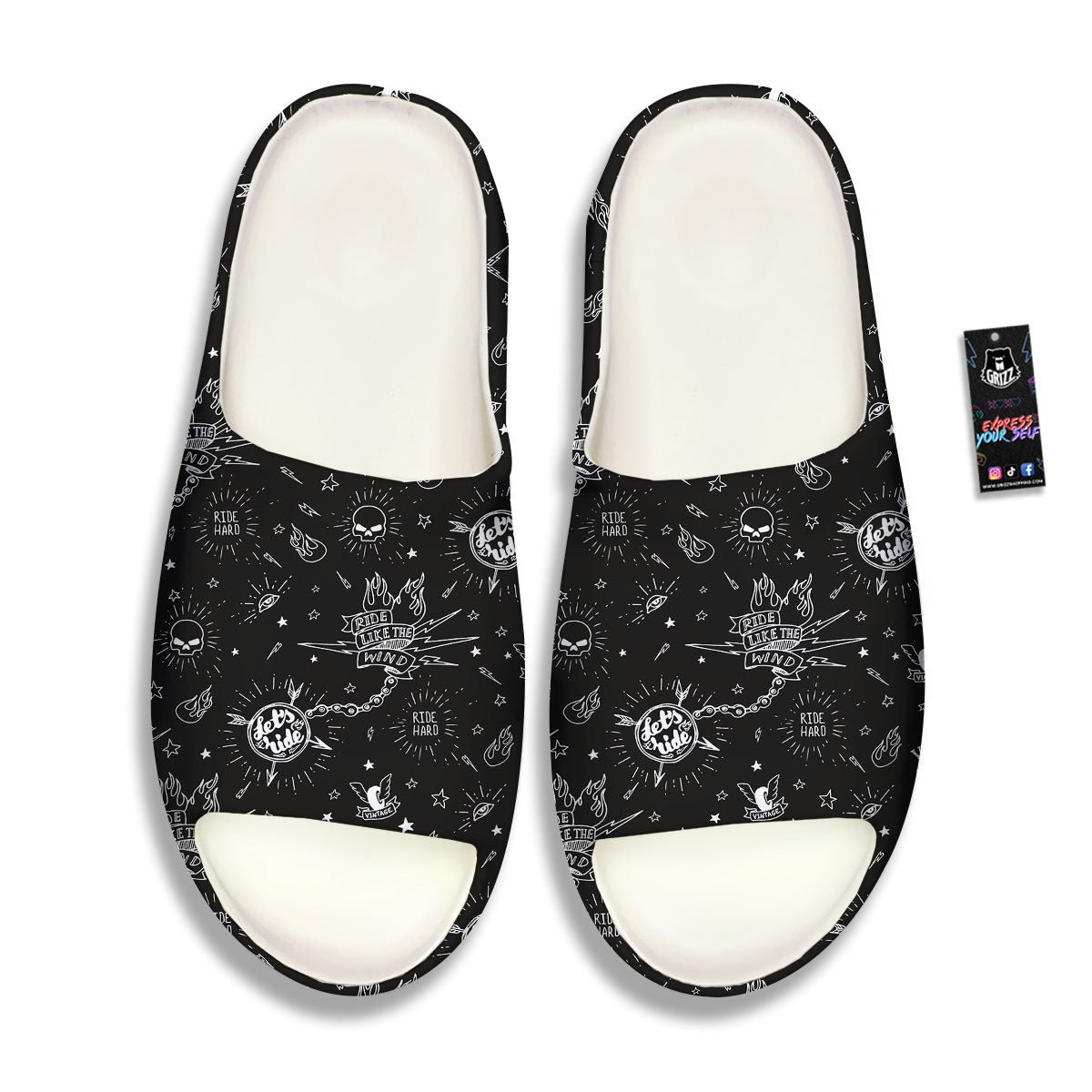 Quote Motorcycle Print Pattern Sandals-grizzshop