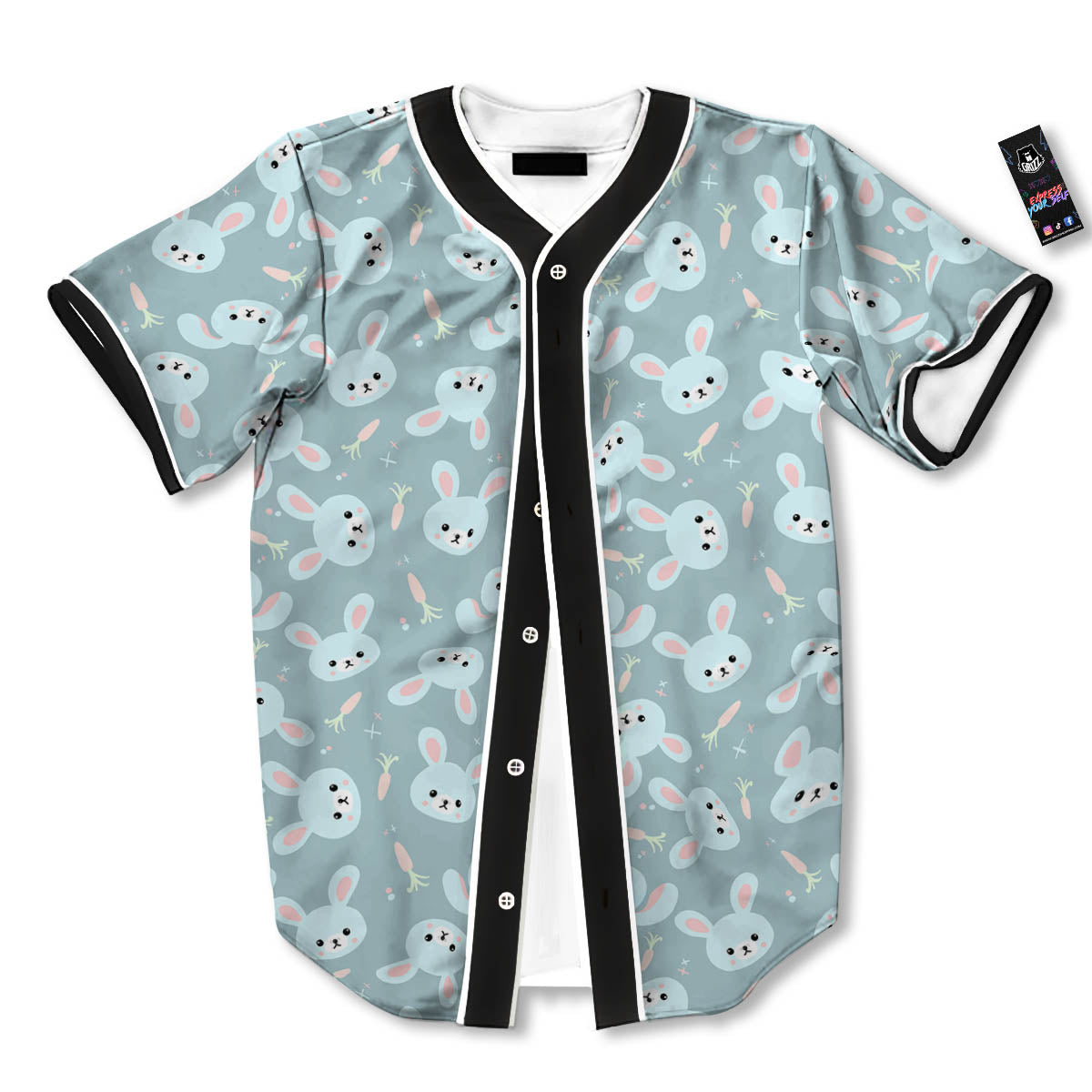 Rabbit And Carrot Print Pattern Baseball Jersey-grizzshop