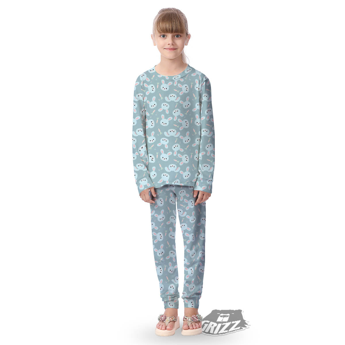 Rabbit And Carrot Print Pattern Kid's Pajamas-grizzshop
