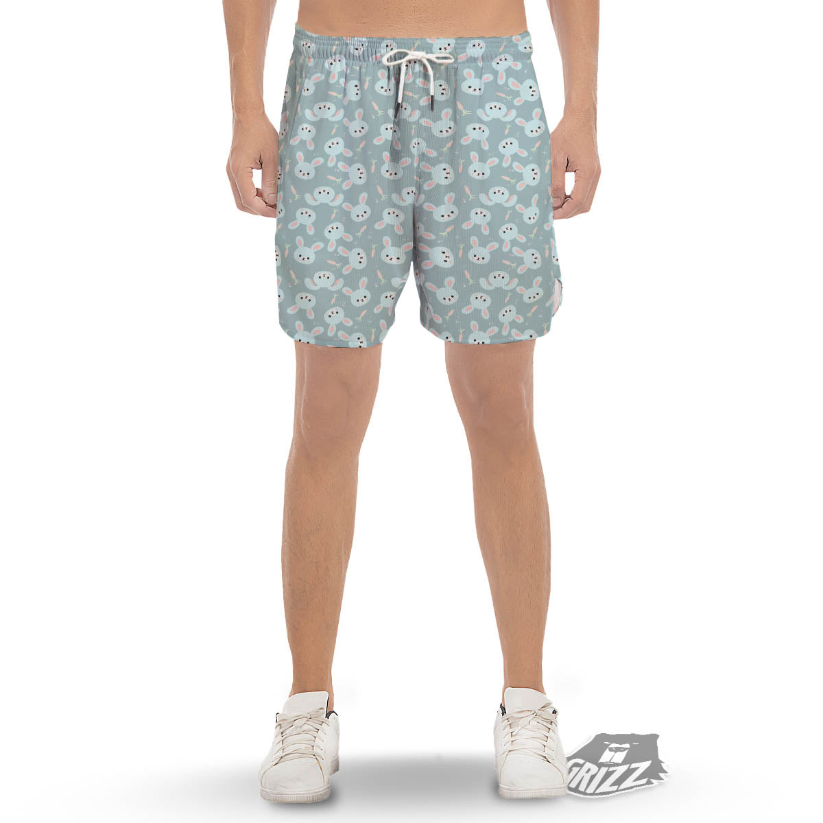 Rabbit And Carrot Print Pattern Men's Gym Shorts-grizzshop