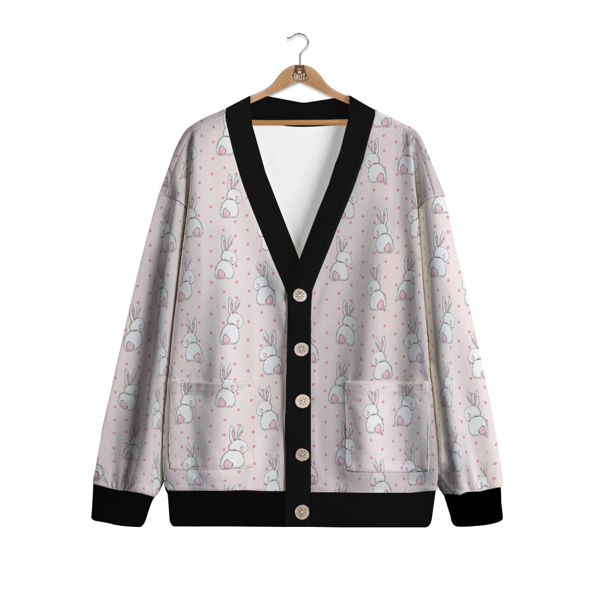 Rabbit Cartoon Print Pattern Cardigan-grizzshop