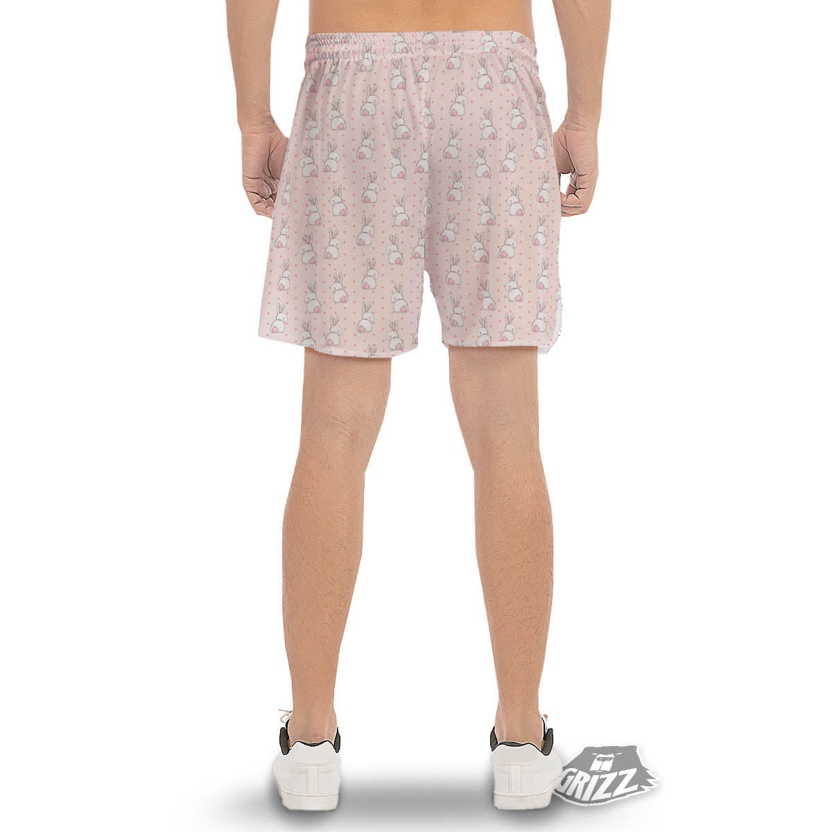 Rabbit Cartoon Print Pattern Men's Gym Shorts-grizzshop