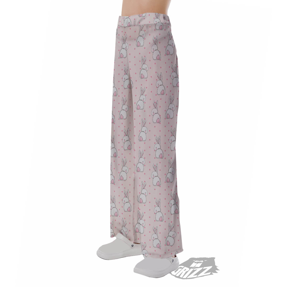 Rabbit Cartoon Print Pattern Pajama Pants-grizzshop