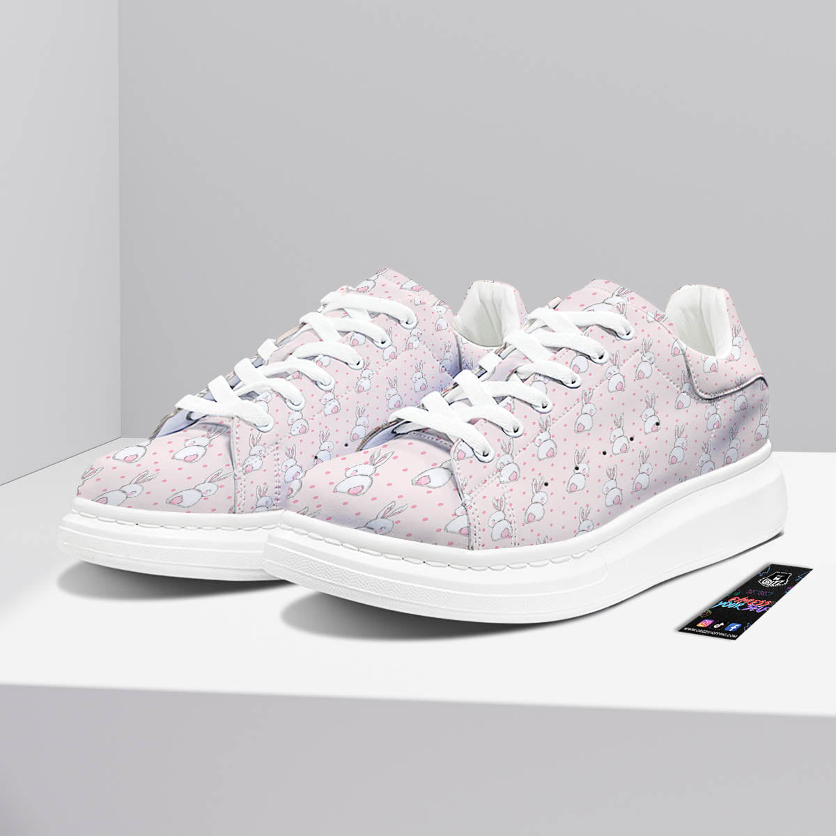 Rabbit Cartoon Print Pattern Platform Shoes-grizzshop