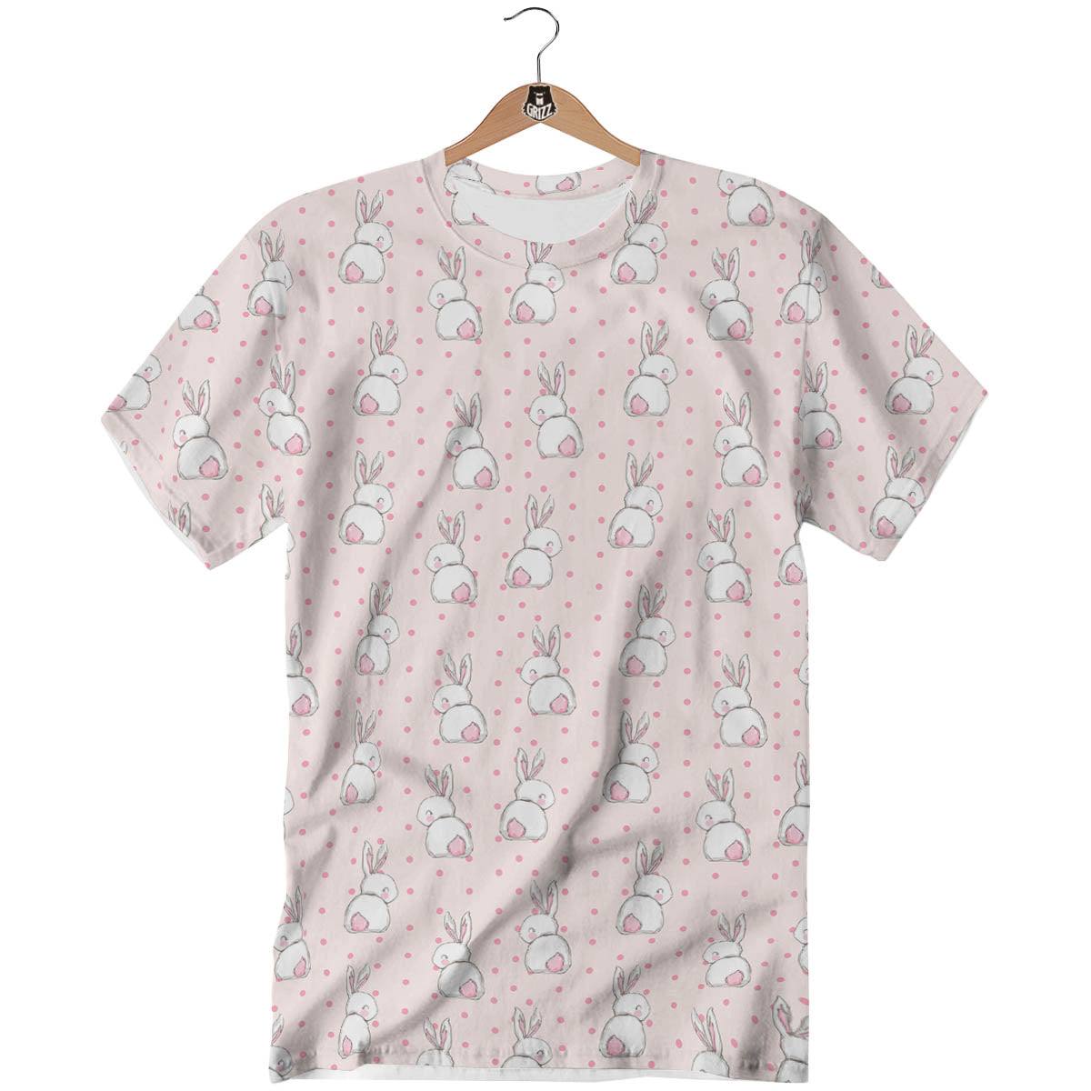 Rabbit Cartoon Print Pattern T-Shirt-grizzshop
