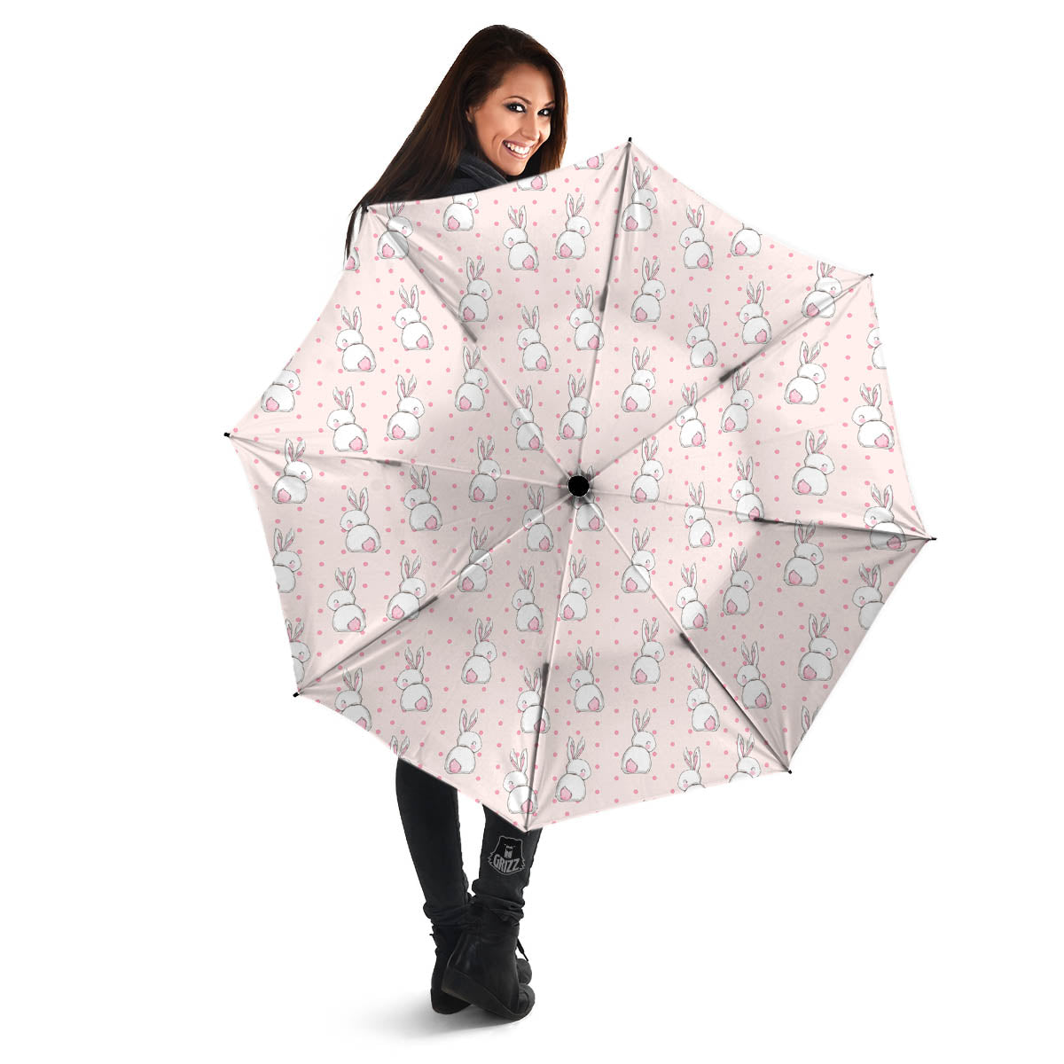 Rabbit Cartoon Print Pattern Umbrella-grizzshop
