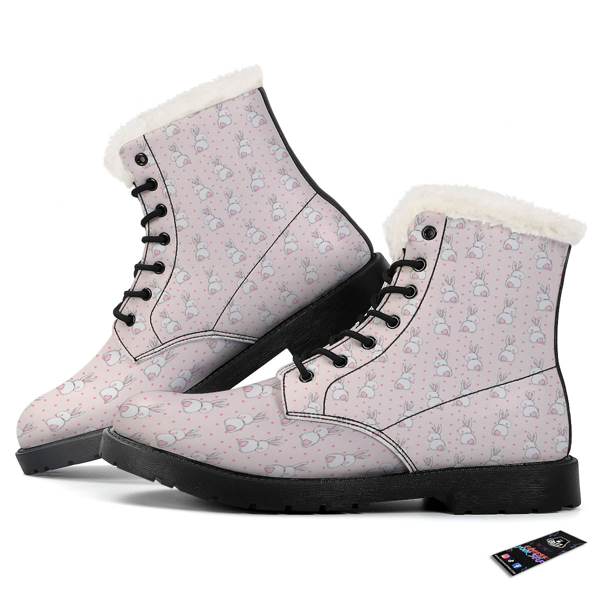 Rabbit Cartoon Print Pattern Winter Boots-grizzshop