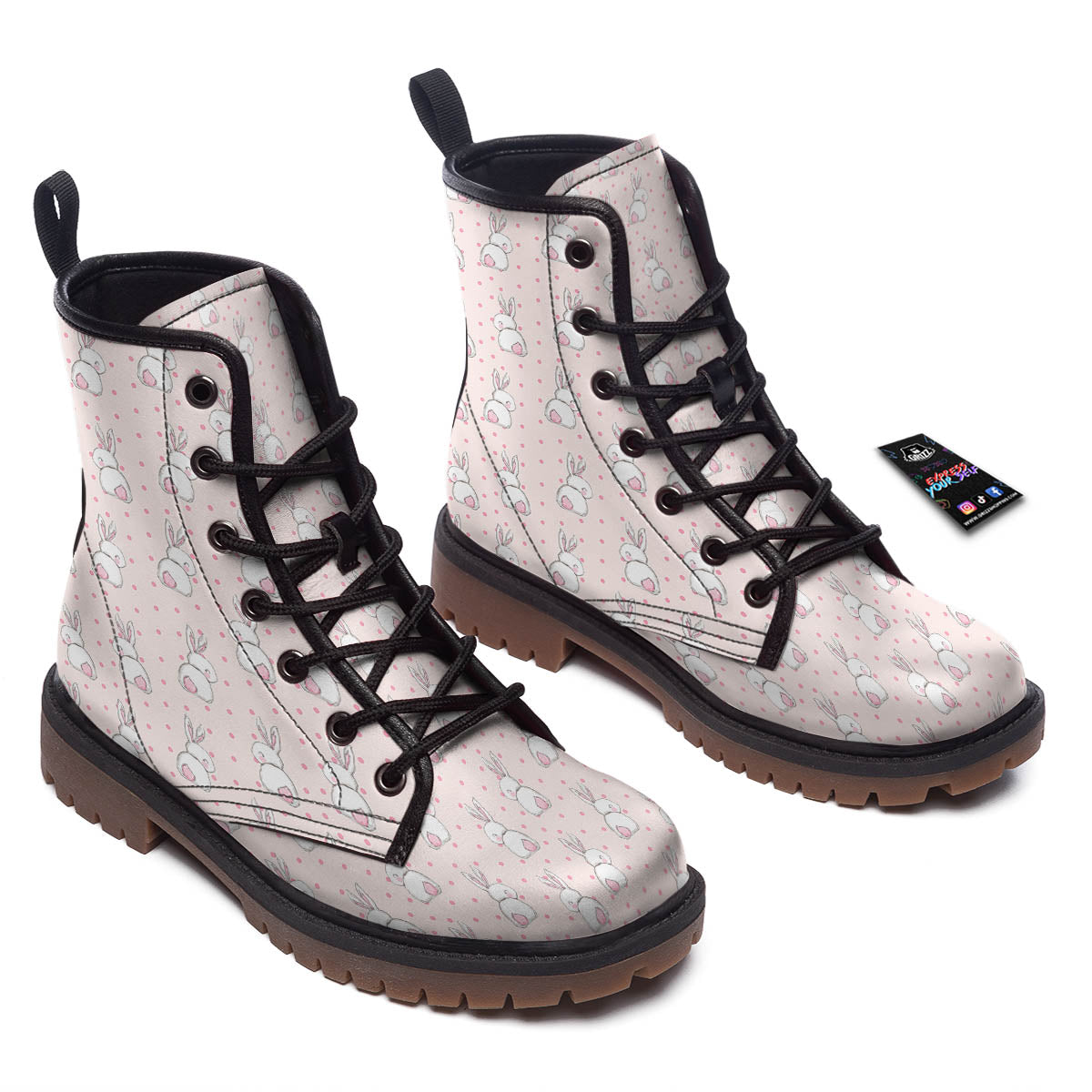 Rabbit Cartoon Print Pattern Work Boots-grizzshop