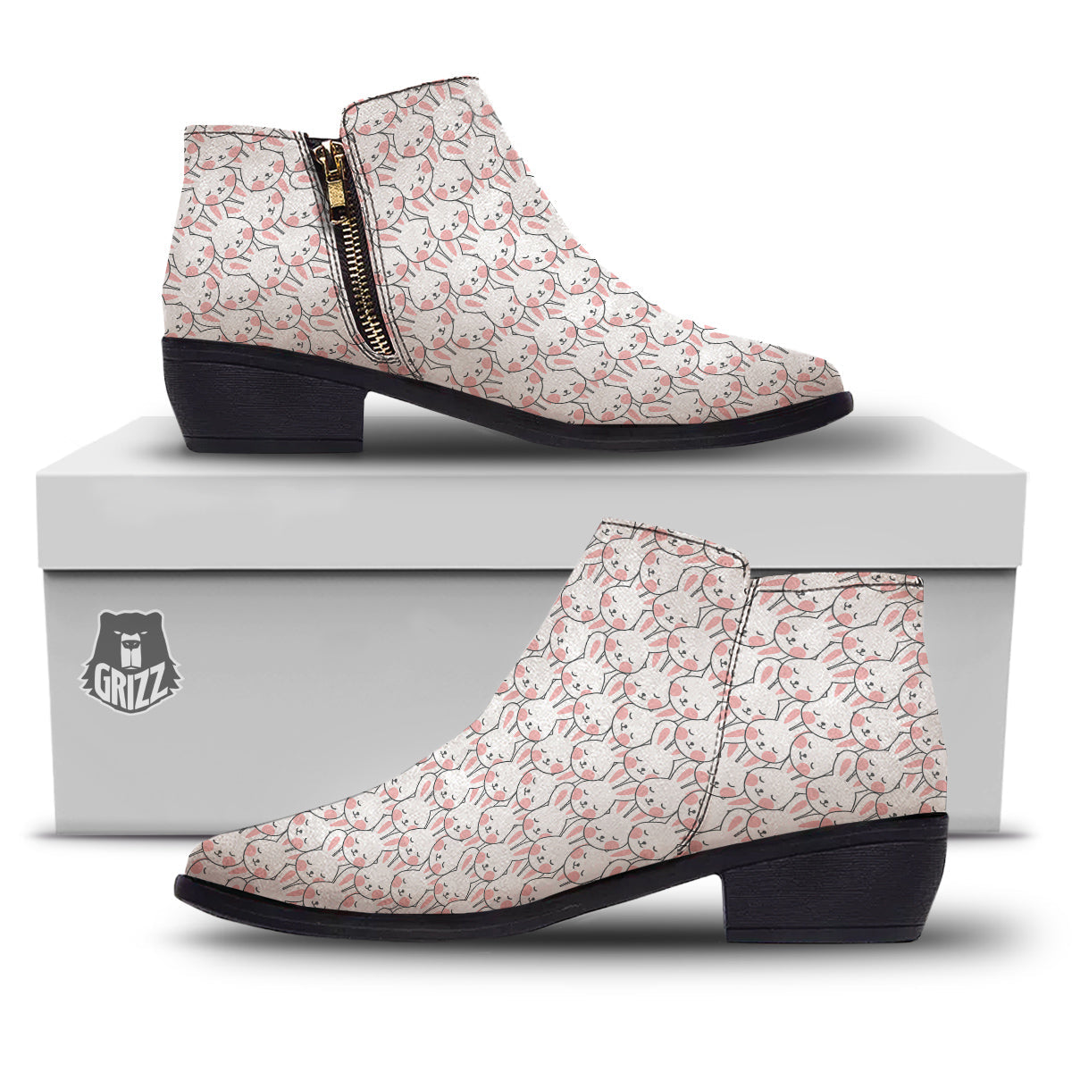 Rabbit Cute Print Pattern Ankle Boots-grizzshop