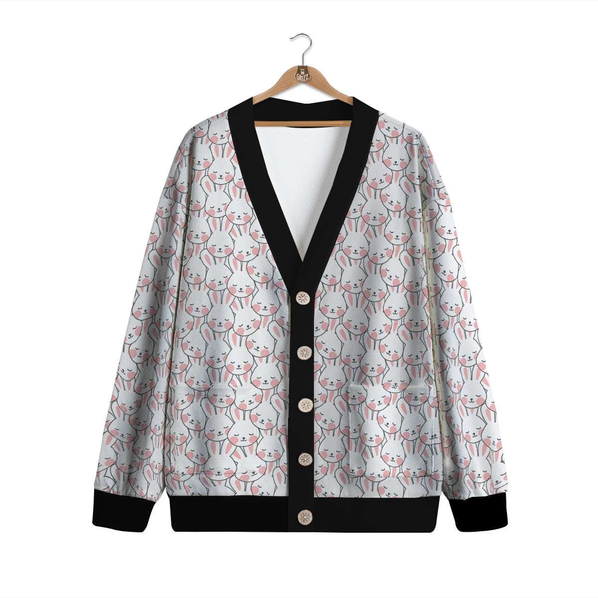 Rabbit Cute Print Pattern Cardigan-grizzshop