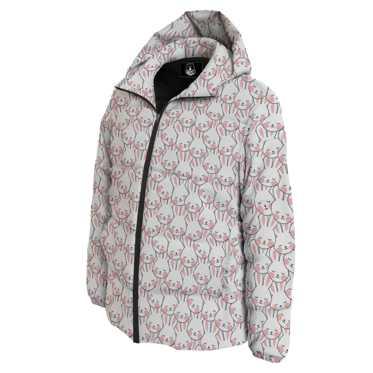 Rabbit Cute Print Pattern Down Jacket-grizzshop
