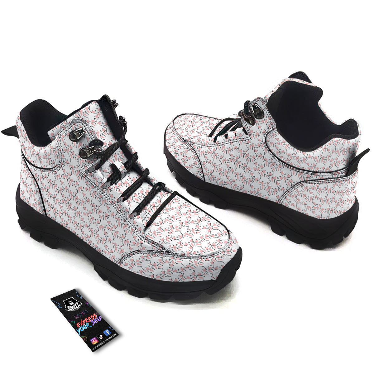 Rabbit Cute Print Pattern Hiking Shoes-grizzshop