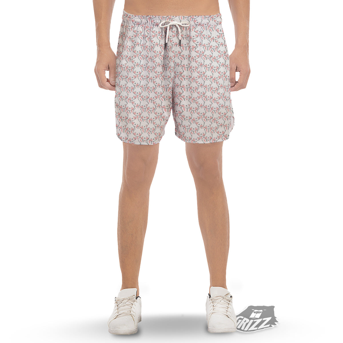 Rabbit Cute Print Pattern Men's Gym Shorts-grizzshop