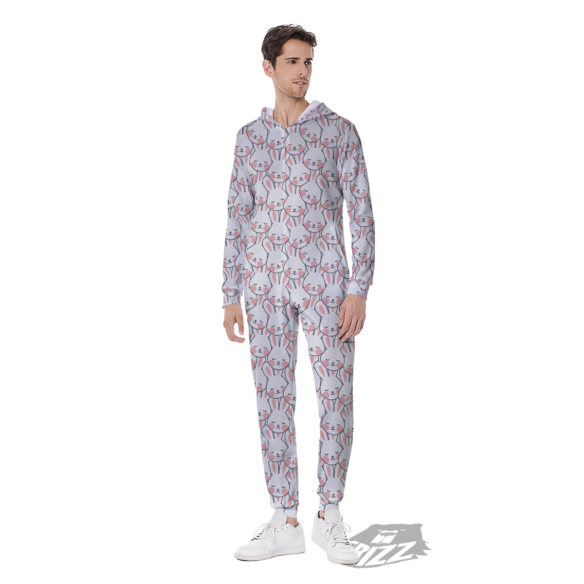 Rabbit Cute Print Pattern Men's Jumpsuit-grizzshop
