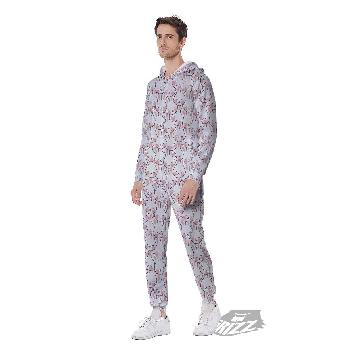 Rabbit Cute Print Pattern Men's Jumpsuit-grizzshop