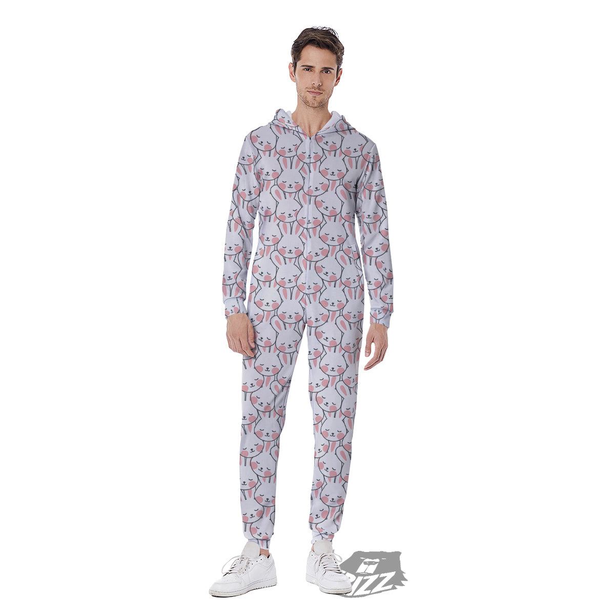 Rabbit Cute Print Pattern Men's Jumpsuit-grizzshop