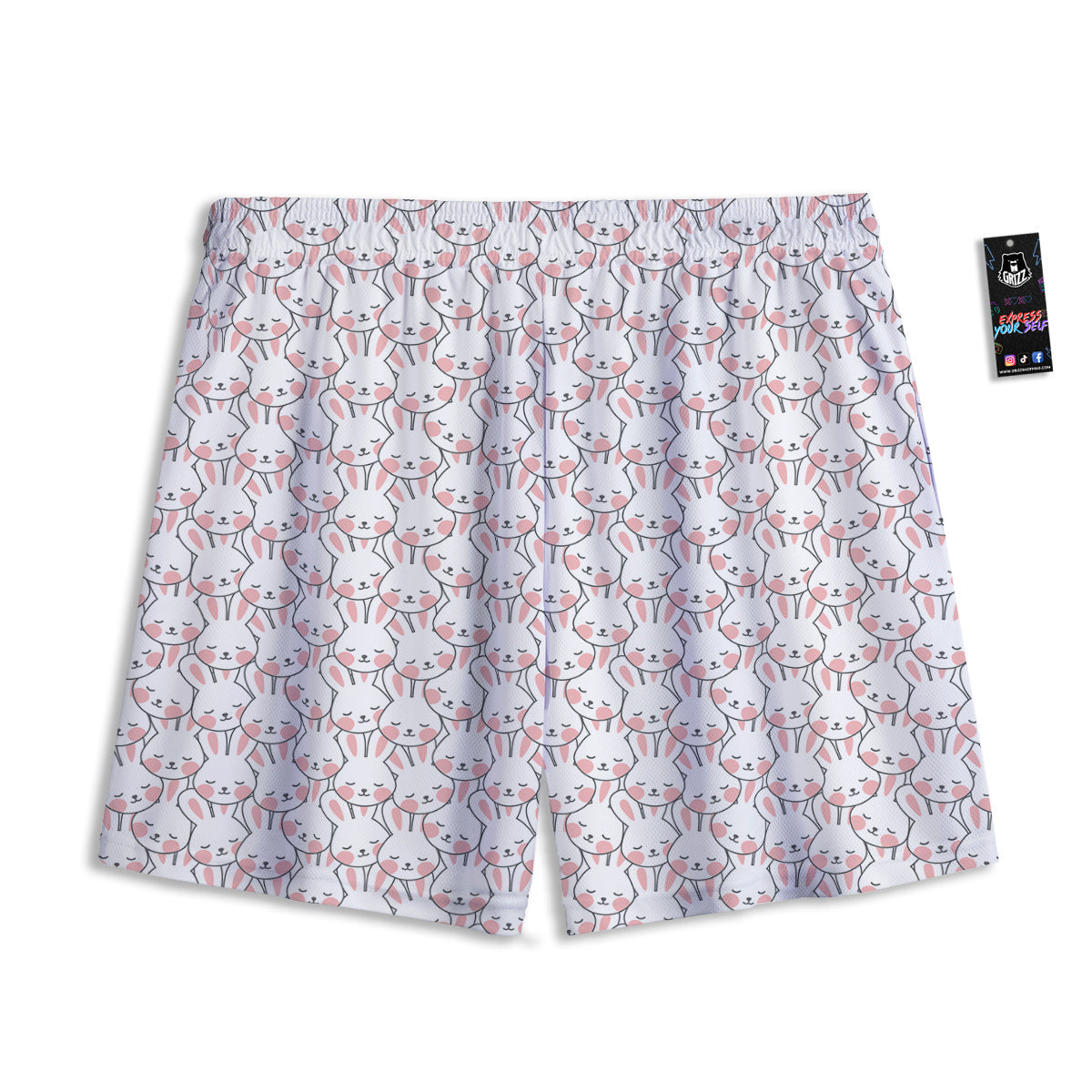 Rabbit Cute Print Pattern Mesh Shorts-grizzshop