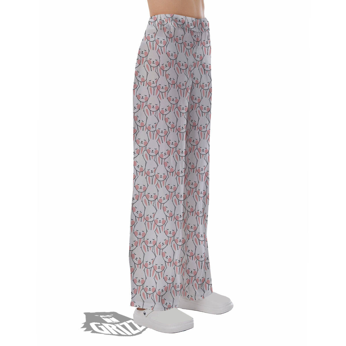 Rabbit Cute Print Pattern Pajama Pants-grizzshop