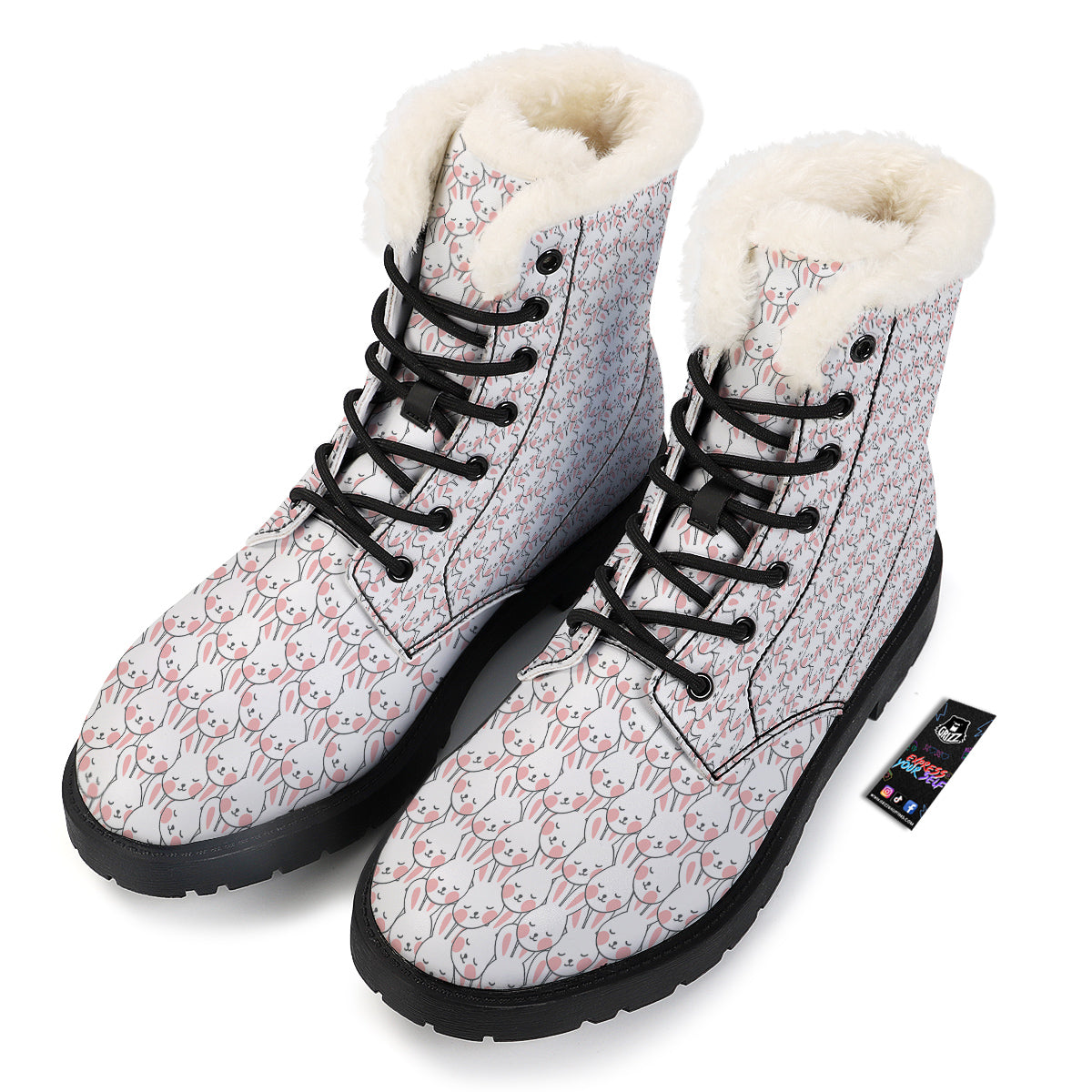 Rabbit Cute Print Pattern Winter Boots-grizzshop
