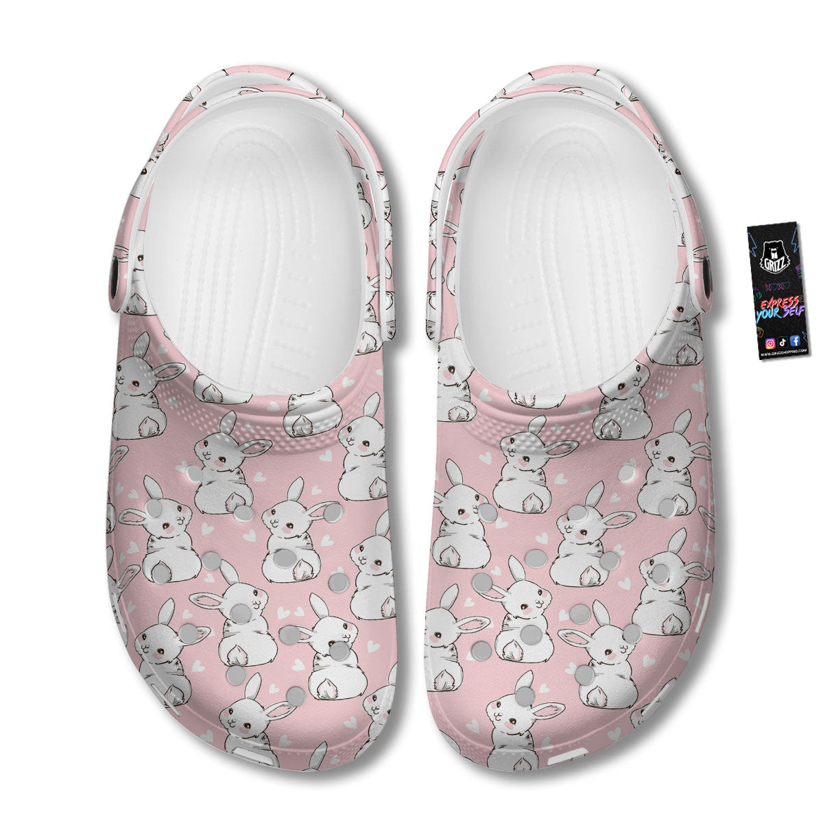 Rabbit Pink Print Pattern Clog-grizzshop