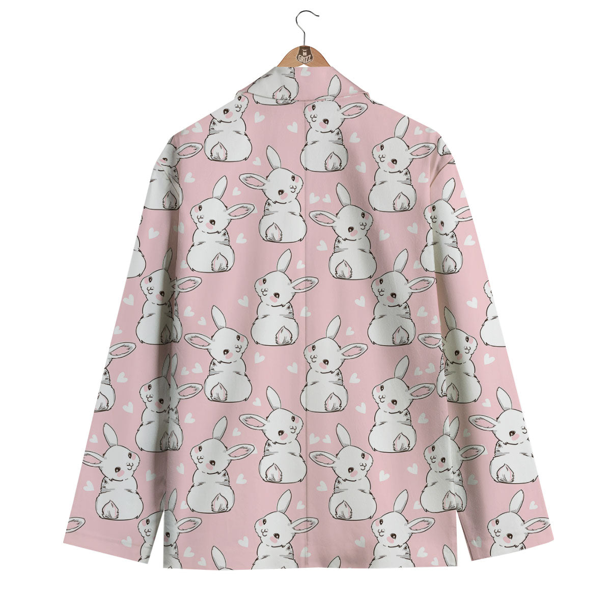 Rabbit Pink Print Pattern Men's Blazer-grizzshop