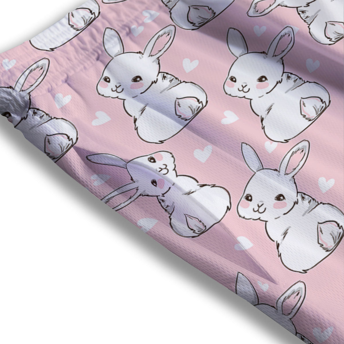 Rabbit Pink Print Pattern Mesh Shorts-grizzshop