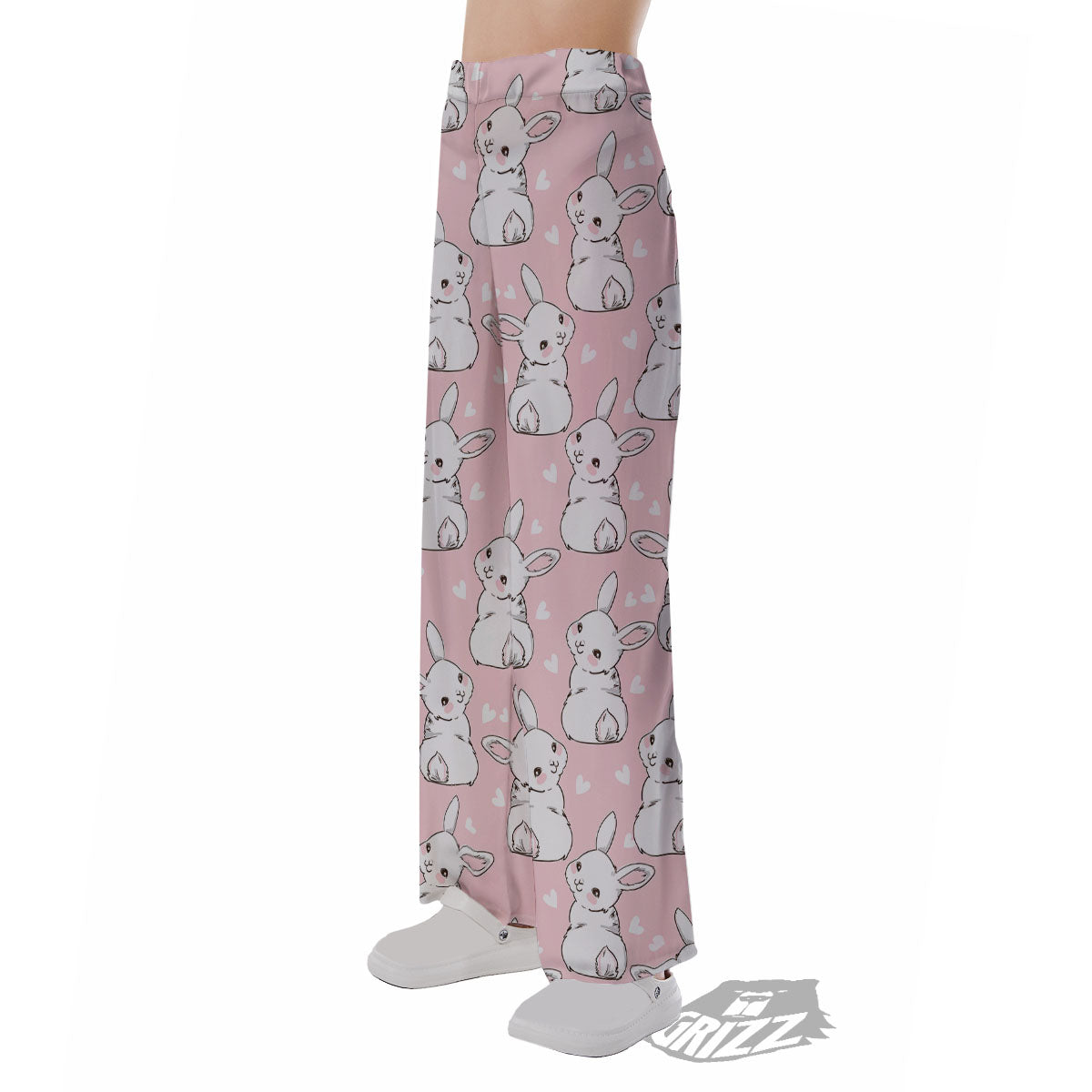 Rabbit Pink Print Pattern Pajama Pants-grizzshop