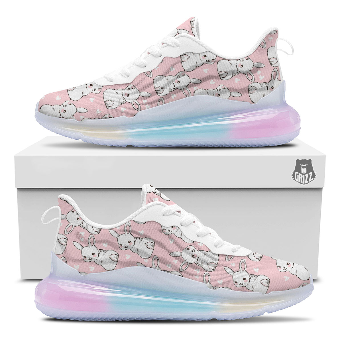 Rabbit Pink Print Pattern Running Sneakers-grizzshop