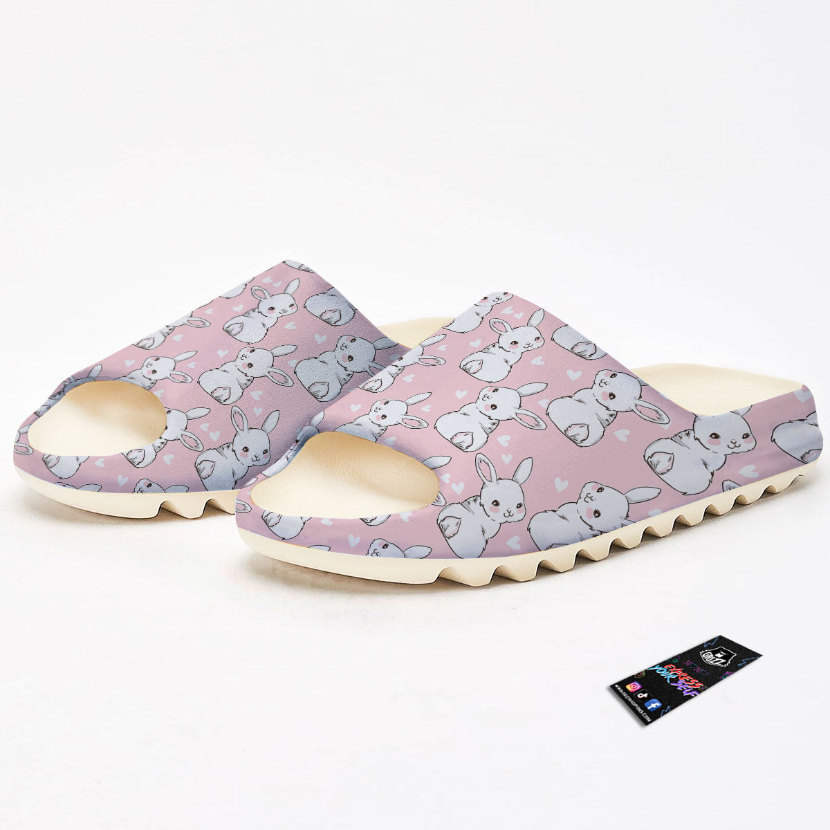 Rabbit Pink Print Pattern Sandals-grizzshop