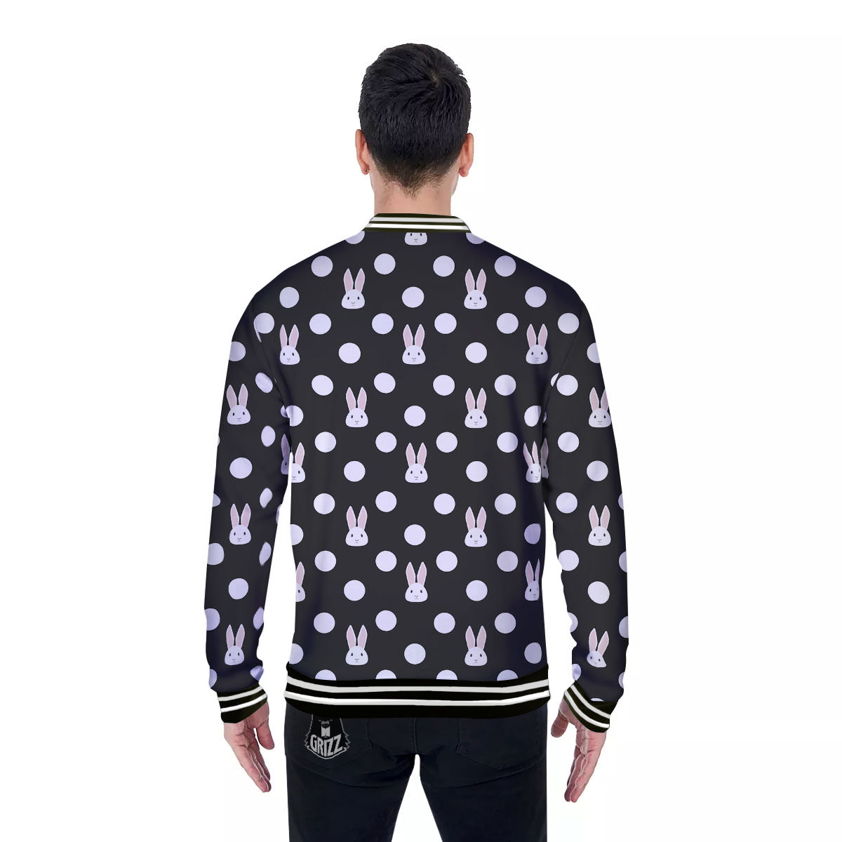 Rabbit Polka Dot Print Pattern Baseball Jacket-grizzshop