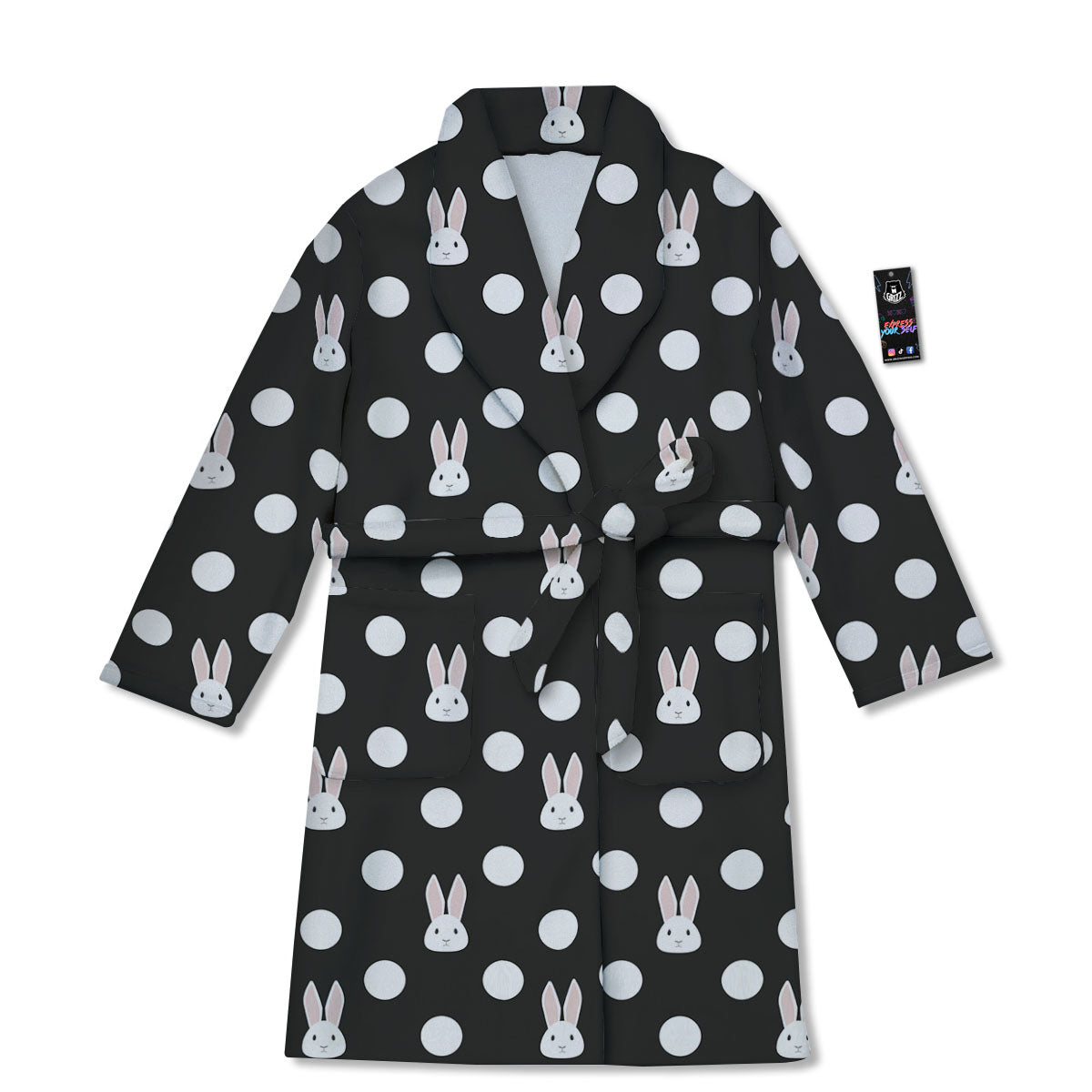 Rabbit Polka Dot Print Pattern Bathrobe-grizzshop
