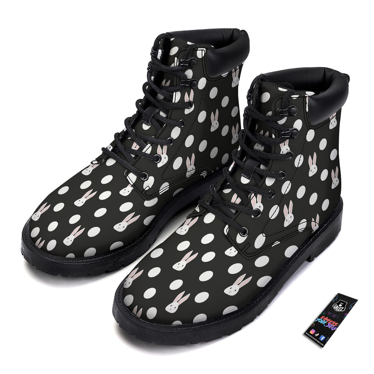 Rabbit Polka Dot Print Pattern Boots-grizzshop