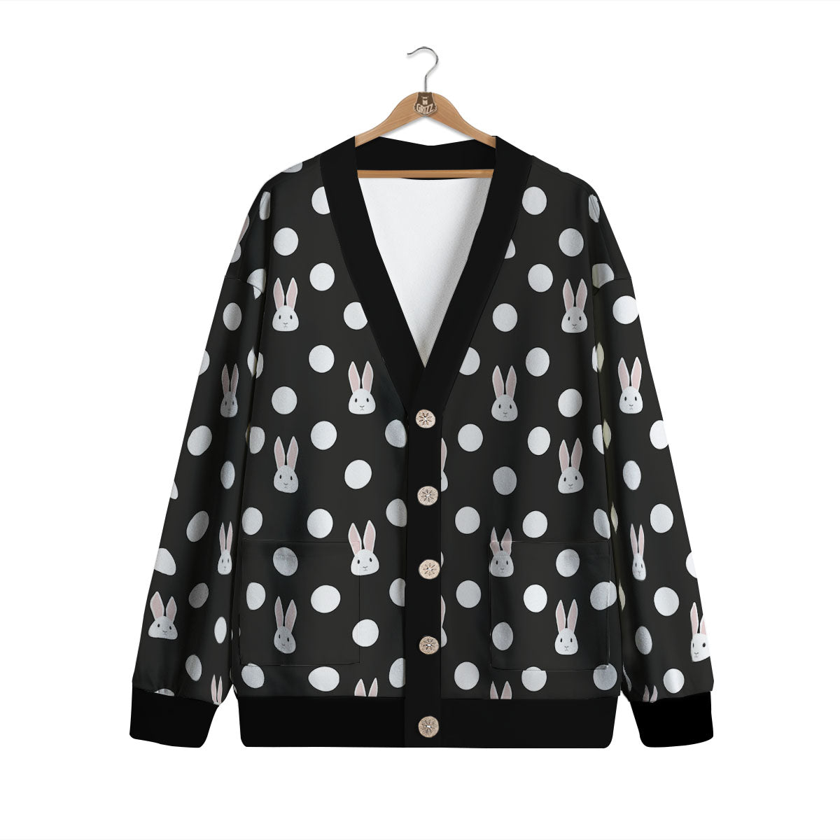 Rabbit Polka Dot Print Pattern Cardigan-grizzshop
