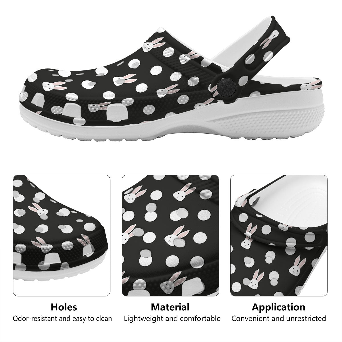 Rabbit Polka Dot Print Pattern Clog-grizzshop