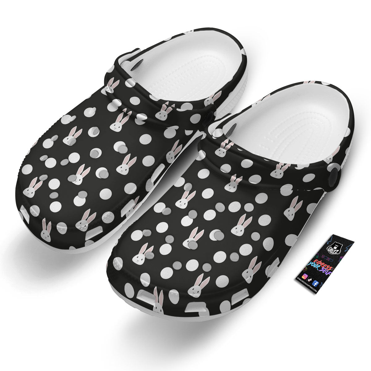 Rabbit Polka Dot Print Pattern Clog-grizzshop