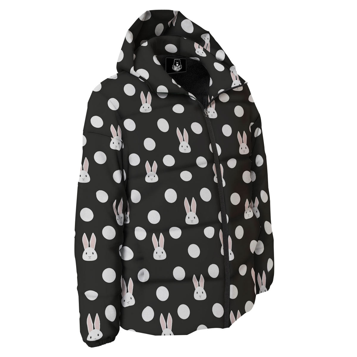 Rabbit Polka Dot Print Pattern Down Jacket-grizzshop