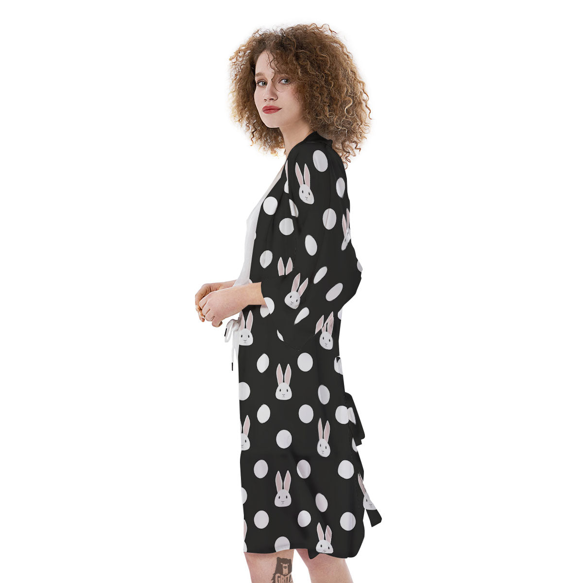 Rabbit Polka Dot Print Pattern Kimono-grizzshop