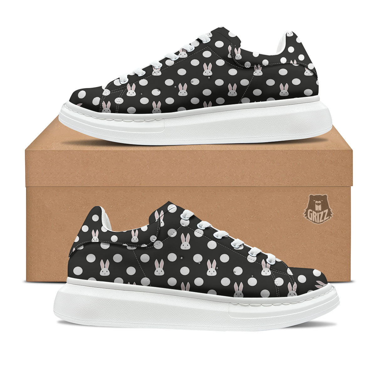 Rabbit Polka Dot Print Pattern Platform Shoes-grizzshop