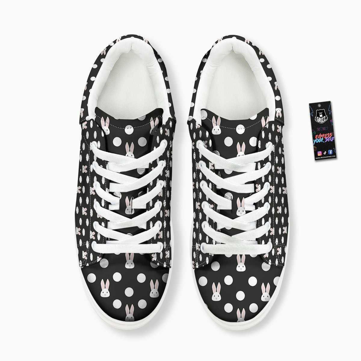 Rabbit Polka Dot Print Pattern Platform Shoes-grizzshop