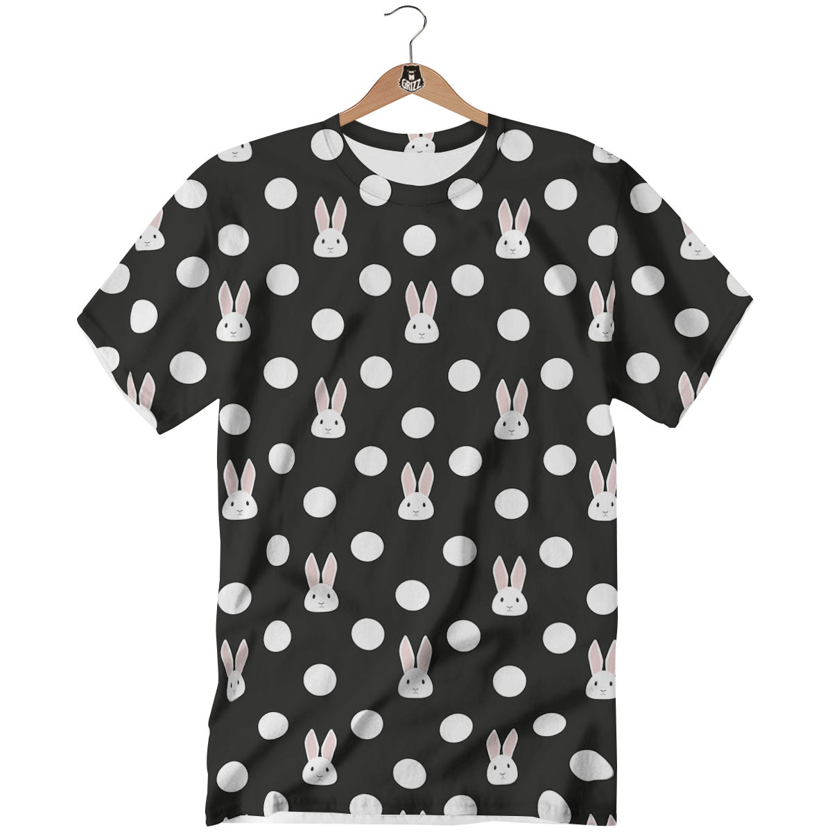 Rabbit Polka Dot Print Pattern T-Shirt-grizzshop
