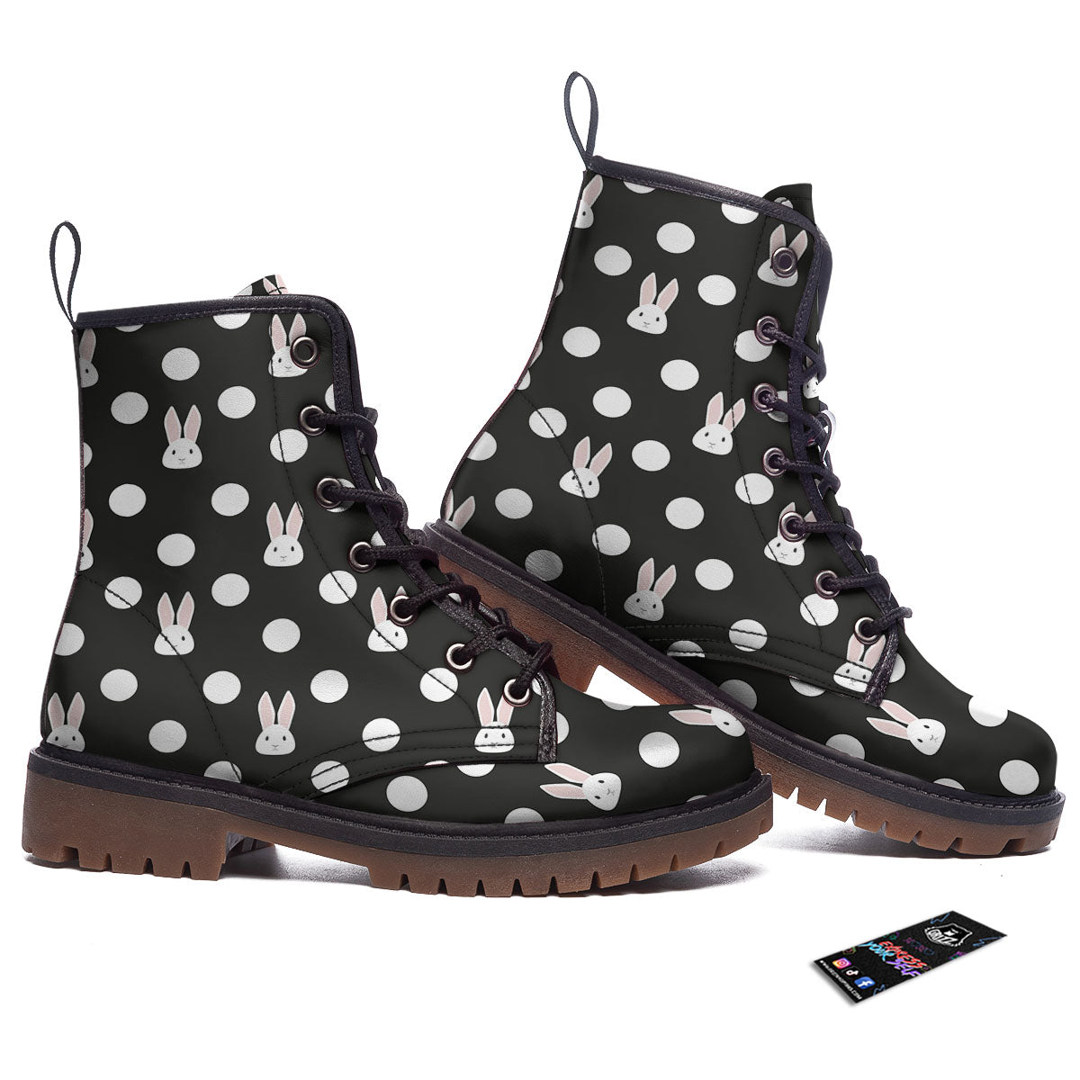 Rabbit Polka Dot Print Pattern Work Boots-grizzshop