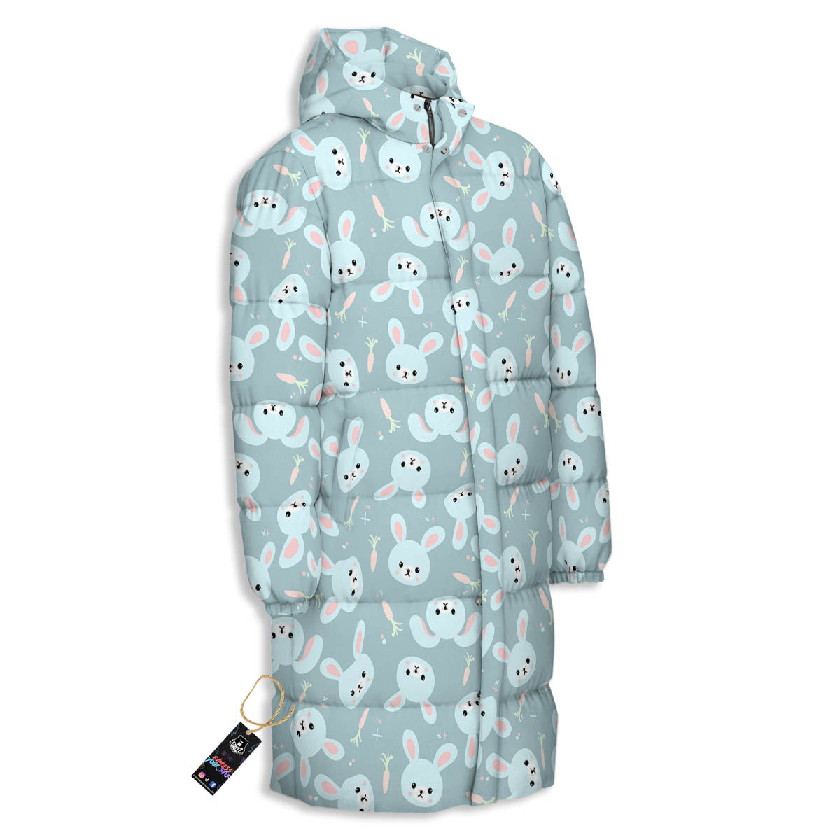 Rabbit And Carrot Print Pattern Long Down Jacket