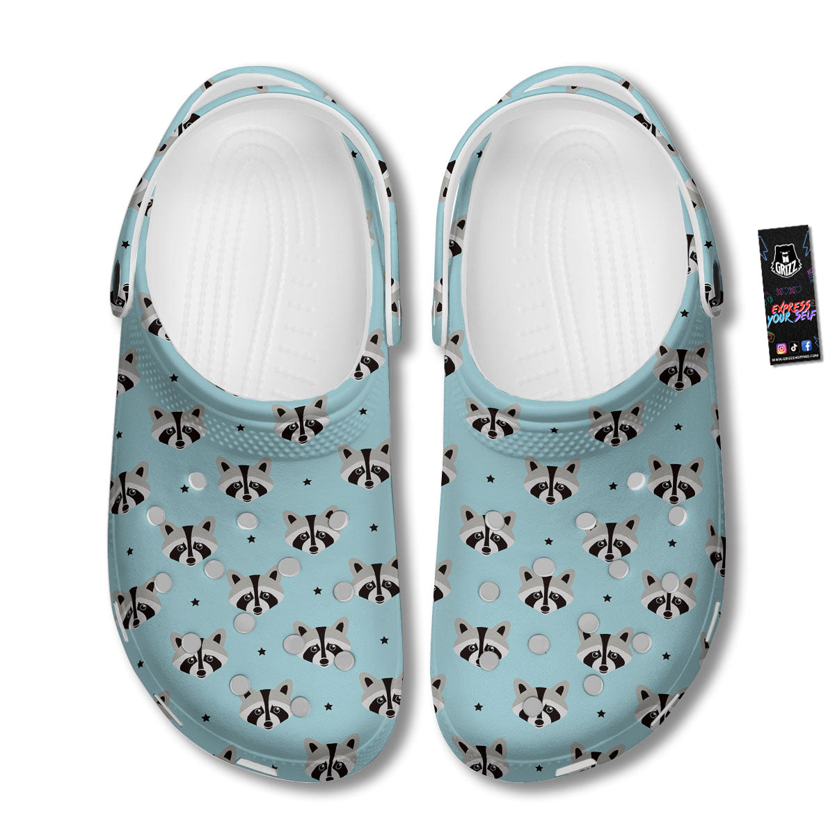 Raccoon Cartoon Print Pattern Clog-grizzshop