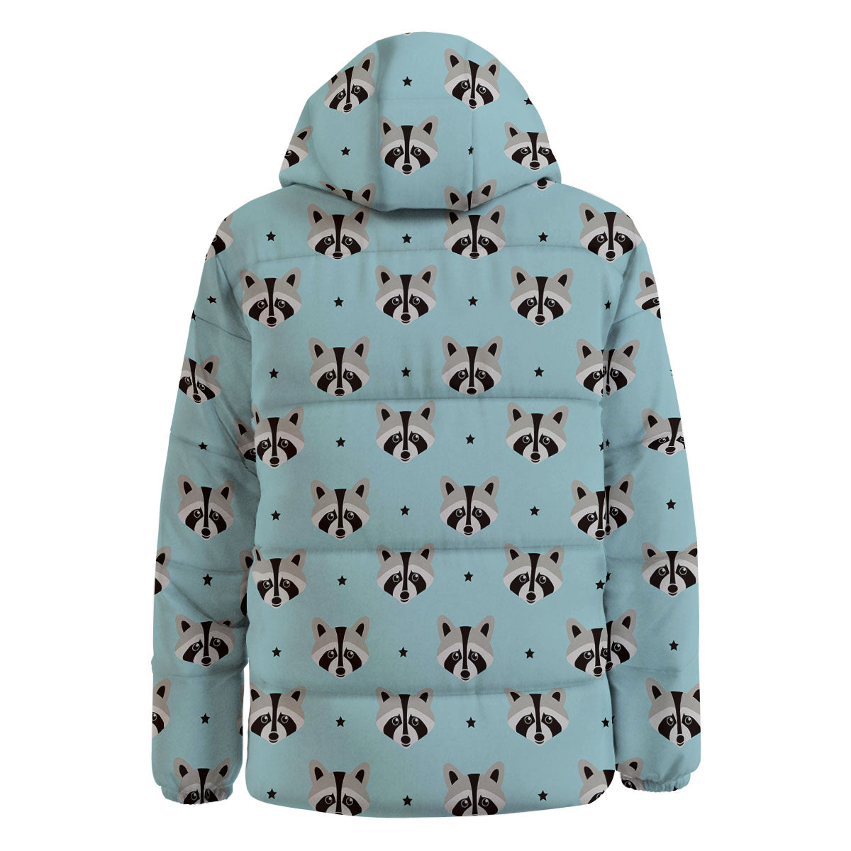 Raccoon Cartoon Print Pattern Down Jacket-grizzshop